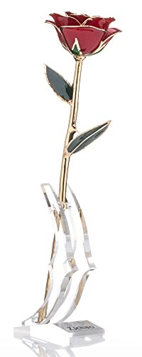 ZJchao 24 Karat vergoldet Echte Rose Immer geöffnet als für Hochzeitstag, Valentinstag, Weihnachten, Geburtstag, 29cm Länge, Verpackt in Geschenkbox mit klaren Display-Ständer von ZJchao
