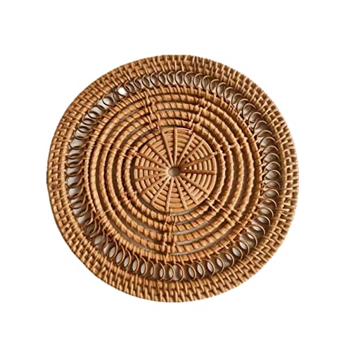 ZJchao Handgefertigte Gewebte Wandkorb Boho -Stil Rattan Wand Hängen für Wohnzimmer Schlafzimmer Terrasse Garten Home Dekoration Khaki (2) von ZJchao