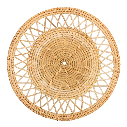 ZJchao Handgefertigte Gewebte Wandkorb Boho -Stil Rattan Wand Hängen für Wohnzimmer Schlafzimmer Terrasse Garten Home Dekoration Khaki (4) von ZJchao
