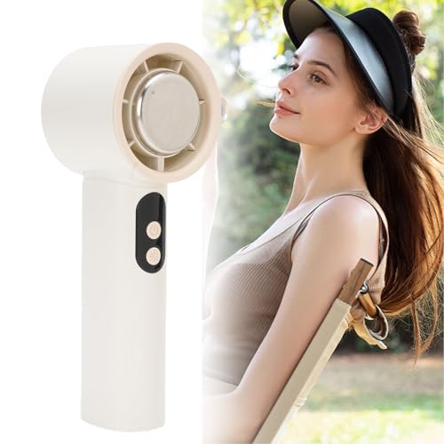 ZJchao Handgehaltener Lüfter, Eiskompress Handheld Lüfter Mini Tragbarer Wiederaufladbarer Lärmkühler Handheld Turbo -Lüfter Ice -Fan mit Kühlkissen für Sommerstrandkonzerte (Beige) von ZJchao