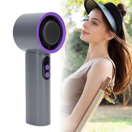 ZJchao Handgehaltener Lüfter, Eiskompress Handheld Lüfter Mini Tragbarer Wiederaufladbarer Lärmkühler Handheld Turbo -Lüfter Ice -Fan mit Kühlkissen für Sommerstrandkonzerte (Grau lila) von ZJchao