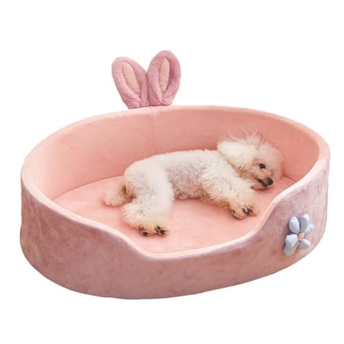 ZJchao Hundebett Katzenbett Rosa Weich Bequemes Waschbares Haustier Schlafbett mit Abnehmbaren Abdeckungen für Kleine Hunde Katzen Vier Jahreszeiten Stoffschwamm M L Größe (L) von ZJchao