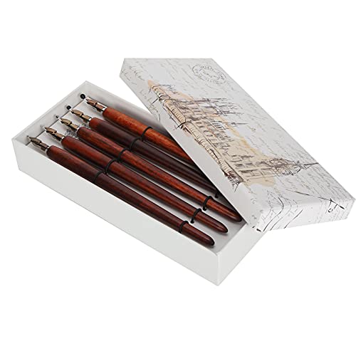 ZJchao Kalligraphie Stift, Holzgriff Dip Stift Home Office Kunstmalerei Kalligraphie Brunnen Set mit Aufbewahrungsbox Dip Tinte Zum Schreiben von Malerei Signierskizze (Dicke Holzstangen brennen) von ZJchao