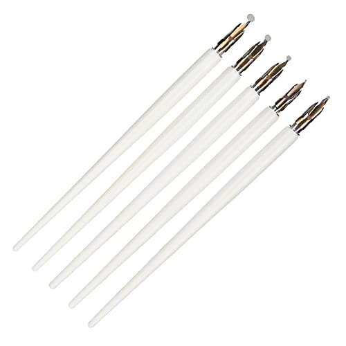 ZJchao Kalligraphie Stift, Holzgriff Dip Stift Home Office Kunstmalerei Kalligraphie Brunnen Set mit Aufbewahrungsbox Dip Tinte Zum Schreiben von Malerei Signierskizze (Weißer schlanker Pol) von ZJchao