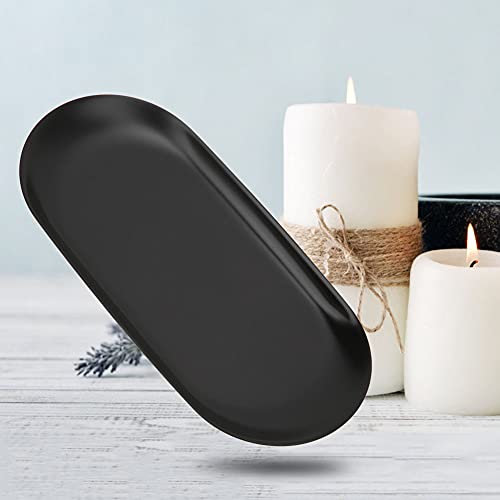ZJchao Kerzenschale, Große Aufbewahrungsschale 430 Edelstahl Aromatherapie Kerzenwerkzeug Metall Tablett Kerzenerplatten und Tablettschalen Organizer (großes Schwarz) von ZJchao
