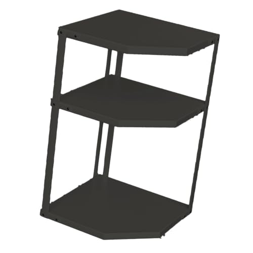 ZJchao Küchen -Eckschelfträger Stehende Topf Rack Lüftergeformte Platzeinsparung mit Kohlenstoffstahl für Kochgeschirrspeichertöpfe Pfannen (3 Schicht schwarz 27x27x45.5cm) von ZJchao