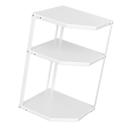 ZJchao Küchen -Eckschelfträger Stehende Topf Rack Lüftergeformte Platzeinsparung mit Kohlenstoffstahl für Kochgeschirrspeichertöpfe Pfannen (3 Schicht weiß 27x27x45.5 cm) von ZJchao