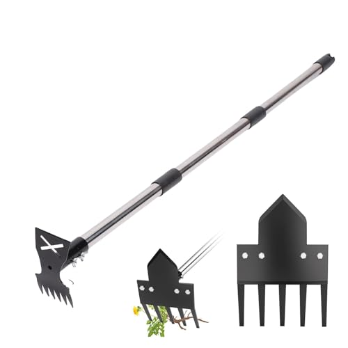 ZJchao Langes Griff Manuelles Unkraut, Unkraut -Puller -Werkzeug, Unkraut -Rake und Gartenhacke 45 Zoll mit Einstellbarem Kopfwinkel Zum Einfachen Entfernen von Unkraut Löwenzahn von ZJchao