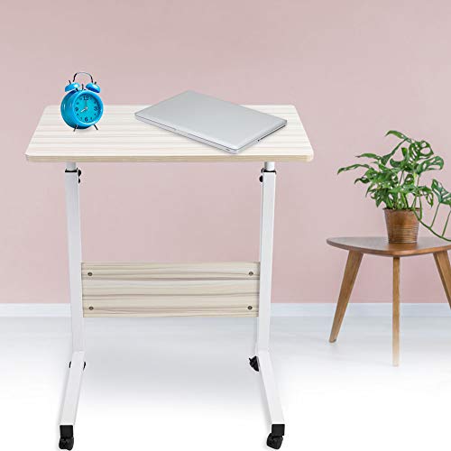 ZJchao Laptop -Tischständer Tragbarer Computertisch mit Rädernhöhe von 71,5 Bis 85 cm für Home Office -Studienarbeit Langlebige Dichteplatine Kohlenstoffstahlhalterung (Weiße Ahornfarbe) von ZJchao