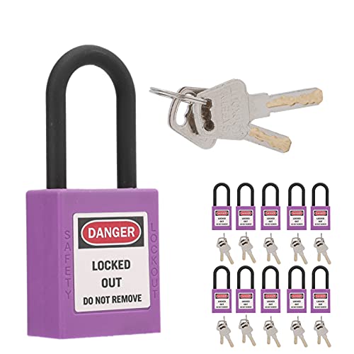 ZJchao Lock -Out -Tag Out Schlösser und tasten, 10Set 38 Mm/1,5 Zoll Sicherheitstechnik Isolierung Staubdicht mit Integrierter Schale Design Kabel Schloss Sicherheitsvorhängeschloss für (PURPLE) von ZJchao