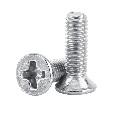 ZJchao M3 Counterunk -Schrauben, Maschinenschrauben Silber 100pcs 9Types Edelstahl Maschinenindustrie Förderer Flachkopfschrauben für Haus- und Bürogeräte (M3*8) von ZJchao
