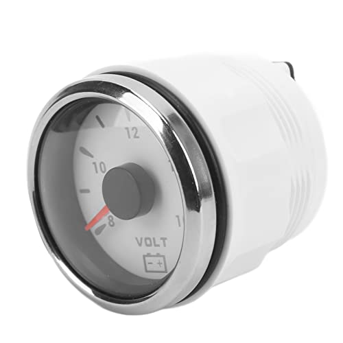 ZJchao Meeresspannungsmesser 52 Mm, IP67 Wasserdichtes Voltmeter mit Einstellbaren Hintergrundbeleuchtungsfarben für Boote, Wohnmobile und Autos, 8 16 -V -Messbereich (WHITE) von ZJchao
