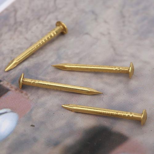 ZJchao Messingnägel, 100pcs Runder Kopf Dreist Messing Vintage String Art Nails Wandnägel für Scharniere Kisten Handwerksprojekte (18mm lang) von ZJchao