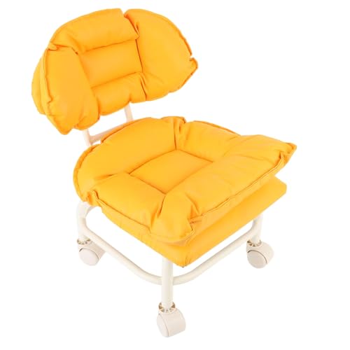 ZJchao Niedriger Rollhocker mit Rücken, PU -Leder -Rechteck -Rollinghocker, 360 Schwenkräder Ergonomisches Design und Kinderbetreuungsschock -Absorption Lederlösung für Home Office von ZJchao