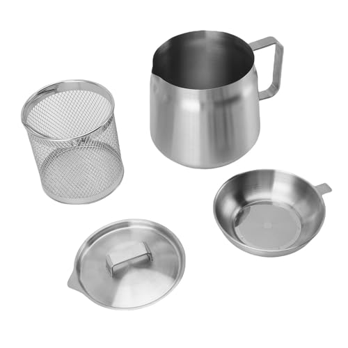 ZJchao Ölfiltertopf aus Edelstahl 304, Fettbehälter mit Sieb und Frittierkorb Zur Aufbewahrung von Speiseöl in der Küche (1.5L) von ZJchao