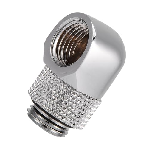 ZJchao PC -Wasserkühlung Zwei -Top-, Chrom Plattierung 90 ° G1/4 Gewinde Ellbogenbogen Stecker Wasserkühlung Wasserkühlungskit für PC Röhre (SILVER) von ZJchao