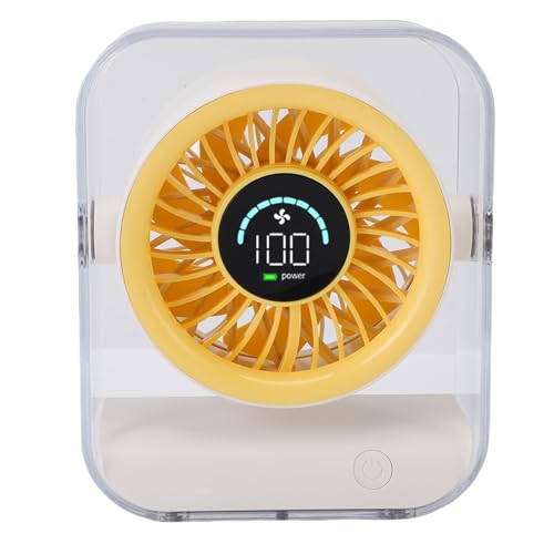 ZJchao Schreibtisch -Lüfter, Transparentes Schreibtisch -Fan -LED -Digitalanzeige USB Wiederaufladbarer Tischlüfter Camping -Lüfter Kleiner Lüfter 3000 -mAh Batterie Batterie Tragbarer (Beige) von ZJchao