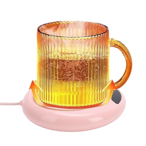 ZJchao Smart Electric Cup Wärmer Einstellbarer Temperatur Schneller Heizung Smart Getränkeheizung mit 3 Temperatureinstellungen für Home Office -Schlafsaal (PINK) von ZJchao