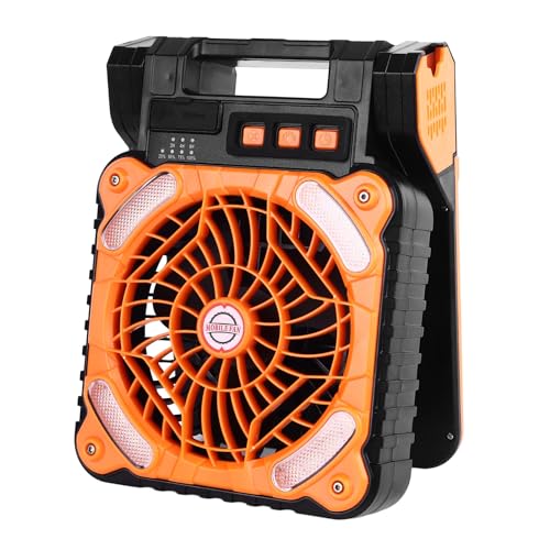 ZJchao Solar Camping -Lüfter 5200mah Bürstenloser Motor 4 -Geschwindigkeits -LED -Timer Zum Angeln Im Freien (ORANGE) von ZJchao