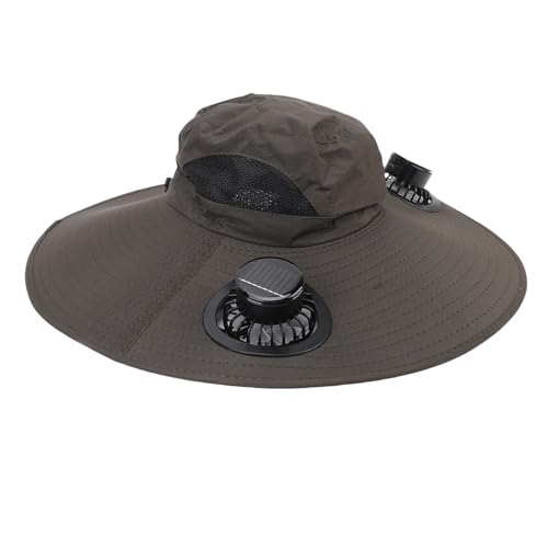 ZJchao Solar-Fan-Hut, Verstellbare Windgeschwindigkeit, Breite Krempe, Fischerhut mit Solar-Fans, Wasserdicht, für Wandern und Camping (Green) von ZJchao