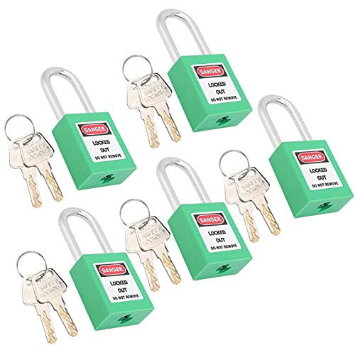 ZJchao Sperren Sie und Tasten aus, 5 Sätze 38 Mm mit 10 Beschreibbaren Etiketten und Tasten Padlock Lockout Tagout -Lockout -Tagout Sperren für Maschinenbausicherheit (GREEN) von ZJchao