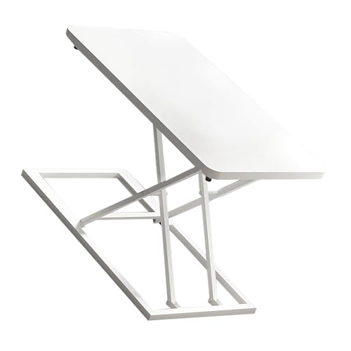 ZJchao Stehschreibtisch, Stehender Computer Lifttisch Office Schreibtisch mit 7 Zahnradklapper Laptop -Schreibtisch Erhöhung des Rahmens Mobile Arbeitstisch Einstellbarer Höhenschrei (White) von ZJchao