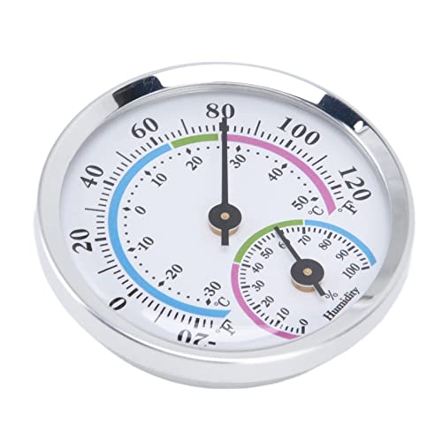 ZJchao Temperatur- und Luftfeuchtigkeitsmonitor, Klare Skala Silber -Luftfeuchtigkeitsüberwachungsmesser Innenthermometer Hygrometer Raum Temperatur Monitor Luftfeuchtigkeitsmonitor für Gewächshäuser von ZJchao