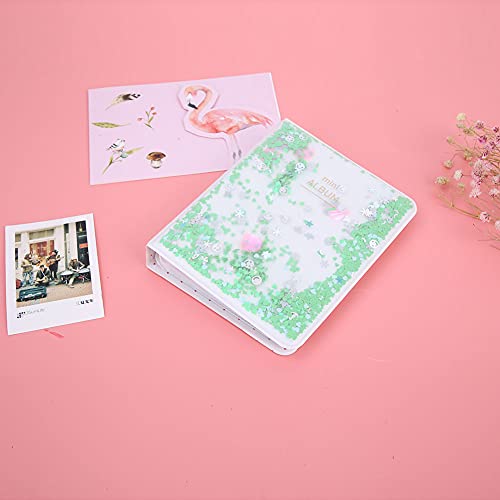 ZJchao Transparentes -Fotoalbum für 64 Taschen PVC Ticksand Perlen Cover Halt 3 Zoll Fotos Kinokarten Karten mit Farbenfrohen Modischen Design (GREEN) von ZJchao