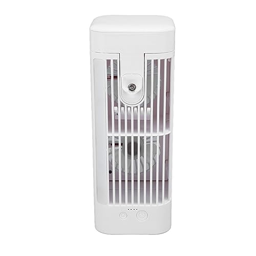 ZJchao USB Tragbarer Luftkühler, Persönlicher Desktop -Kühlventilator mit 3 Geschwindigkeiten 7 LED -Licht und Nachtlicht für Home Office Schlafsaal (Spray (1200 mAh)/8,5 cm x 8,5 cm x 22 cm/3,3 x von ZJchao