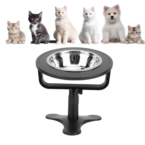 ZJchao Verstellbare Erhöhte Katzenschalen, Erhöhte Haustiernahrungsschalen Geneigte Fütterungsstation für Katzen mit 0-15 ° Winkel Verstellbarer Nicht-Schlupf-Basis für Kätzchen zu (Black) von ZJchao