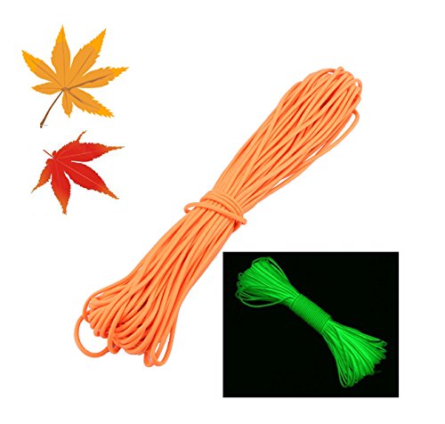 Zjchao Luminous Zelt Seil, Parachute Cord, Universell Tragbar Tm 9 Strand 550 Multifunktions Nylon Luminous Floureszierende Fallschirmschnur Fallschirm Schnur Luminous Spannleine Cord von ZJchao