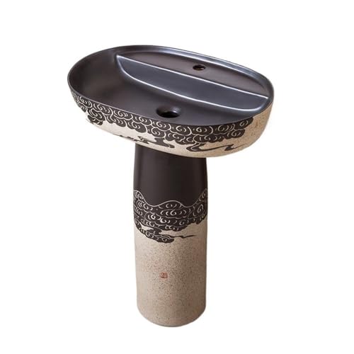 Badezimmer Badezimmer Keramik Standwaschbecken Standwaschbecken mit Wasserhahn und Ablaufgarnitur Einfache Montage Badezimmer Badezimmer Keramik Standwaschbecken Standwaschbecken mit Wasserhahn und Ablaufgarnitur Einfache Montage von ZKALQECNF