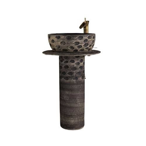 Badezimmer Ceramic Pedestal Sink Combination With Faucet And Drain Kit Indoor And Outdoor Home Balcony Wash Basin Einfache Montage Badezimmer Ceramic Pedestal Sink Combination With Faucet And Drain Kit Indoor And Outdoor Home Balcony Wash Basin Einfache Montage von ZKALQECNF