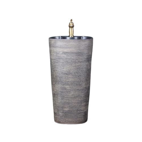 Badezimmer Einteiliges Keramik-Waschbecken mit Wasserhahn und Abflussgarnitur, bodenstehendes Waschbecken for Terrasse, Balkon, Badezimmer Einfache Montage Badezimmer Einteiliges Keramik-Waschbecken mit Wasserhahn und Abflussgarnitur, bodenstehendes Waschbecken for Terrasse, Balkon, Badezimmer Einfache Montage von ZKALQECNF