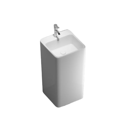 Badezimmer Elegantes Keramik-Waschbecken mit Sockel, einteiliges Waschbecken mit Wasserhahn und Abflussset for das Badezimmer mit Balkon Einfache Montage Badezimmer Elegantes Keramik-Waschbecken mit Sockel, einteiliges Waschbecken mit Wasserhahn und Abflussset for das Badezimmer mit Balkon Einfache Montage von ZKALQECNF