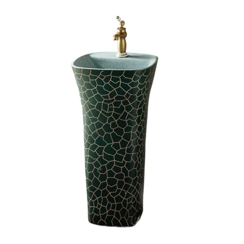 Badezimmer Freistehende Waschbecken mit Sockel, Keramikwaschbecken mit Wasserhahn und Abfluss-Set for den Innen- und Außenbereich Einfache Montage Badezimmer Freistehende Waschbecken mit Sockel, Keramikwaschbecken mit Wasserhahn und Abfluss-Set for den Innen- und Außenbereich Einfache Montage von ZKALQECNF