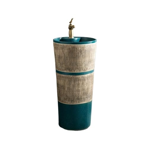 Badezimmer Freistehendes Waschbecken mit Wasserhahn und Abfluss-Set Badezimmer Keramik-Waschbecken Einfache Montage von ZKALQECNF