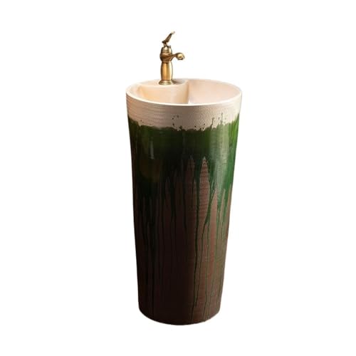 Badezimmer Glasiertes Keramik-Standwaschbecken mit Wasserhahn und Abfluss-Set, integriertes Waschbecken for den Außenbereich Einfache Montage Badezimmer Glasiertes Keramik-Standwaschbecken mit Wasserhahn und Abfluss-Set, integriertes Waschbecken for den Außenbereich Einfache Montage von ZKALQECNF