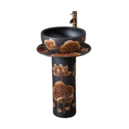 Badezimmer Haushaltskeramik-Waschbeckenkombination mit Wasserhahn und Abflussset, integriertes Badezimmerwaschbecken Einfache Montage Badezimmer Haushaltskeramik-Waschbeckenkombination mit Wasserhahn und Abflussset, integriertes Badezimmerwaschbecken Einfache Montage von ZKALQECNF