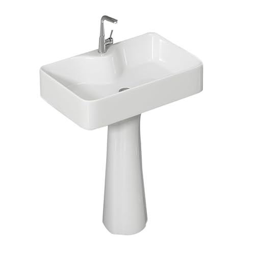 Badezimmer Home Badezimmer Waschbecken mit Wasserhahn und Ablaufgarnitur Standwaschbecken Einfache Montage(Klein) von ZKALQECNF