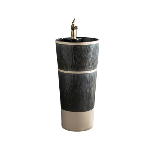 Badezimmer Keramik-Waschbecken mit Sockel, Kombination mit Wasserhahn und Abfluss, einteilige Waschbeckeneinheit for drinnen und draußen Einfache Montage Badezimmer Keramik-Waschbecken mit Sockel, Kombination mit Wasserhahn und Abfluss, einteilige Waschbeckeneinheit for drinnen und draußen Einfache Montage von ZKALQECNF