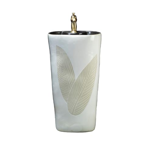 Badezimmer Keramik-Waschbecken mit Standfuß und Wasserhahn und Abfluss-Set for den Außenbereich, integriertes Waschbecken Einfache Montage Badezimmer Keramik-Waschbecken mit Standfuß und Wasserhahn und Abfluss-Set for den Außenbereich, integriertes Waschbecken Einfache Montage von ZKALQECNF