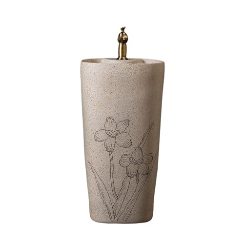 Badezimmer Kombination aus Keramik-Waschbecken mit Standfuß for den Außenbereich mit Wasserhahn und Abfluss-Set, integriertes Waschbecken for das Badezimmer zu Hause Einfache Montage Badezimmer Kombination aus Keramik-Waschbecken mit Standfuß for den Außenbereich mit Wasserhahn und Abfluss-Set, integriertes Waschbecken for das Badezimmer zu Hause Einfache Montage von ZKALQECNF