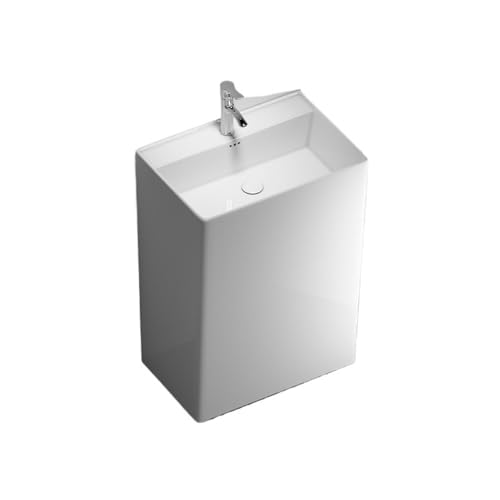 Badezimmer Modernes weißes Badezimmer-Waschbecken aus Porzellan mit Sockel, einteiliges Waschbecken mit silbernem Wasserhahn und Abfluss-Set Einfache Montage Badezimmer Modernes weißes Badezimmer-Waschbecken aus Porzellan mit Sockel, einteiliges Waschbecken mit silbernem Wasserhahn und Abfluss-Set Einfache Montage von ZKALQECNF