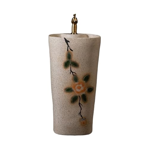 Badezimmer Outdoor-Garten-Standwaschbecken Integriertes Keramikwaschbecken mit Wasserhahn und Abfluss-Kit Einfache Montage Badezimmer Outdoor-Garten-Standwaschbecken Integriertes Keramikwaschbecken mit Wasserhahn und Abfluss-Kit Einfache Montage von ZKALQECNF