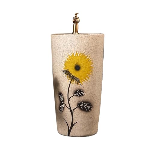 Badezimmer Schönes bodenstehendes Waschbecken mit Wasserhahn und Abfluss, integriertes Waschbecken for den Außenbereich Einfache Montage Badezimmer Schönes bodenstehendes Waschbecken mit Wasserhahn und Abfluss, integriertes Waschbecken for den Außenbereich Einfache Montage von ZKALQECNF
