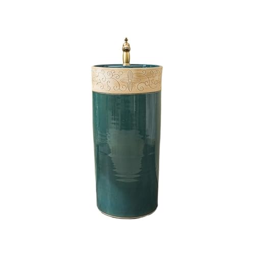 Badezimmer Standwaschbecken mit Wasserhahn und Abfluss, Keramik-Waschbecken aus einem Stück Einfache Montage Badezimmer Standwaschbecken mit Wasserhahn und Abfluss, Keramik-Waschbecken aus einem Stück Einfache Montage von ZKALQECNF