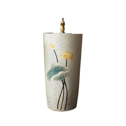 Badezimmer Vintage Keramik Standwaschbecken Freistehende Badezimmer Eitelkeit mit Wasserhahn und Ablauf Kit Einfache Montage Badezimmer Vintage Keramik Standwaschbecken Freistehende Badezimmer Eitelkeit mit Wasserhahn und Ablauf Kit Einfache Montage von ZKALQECNF