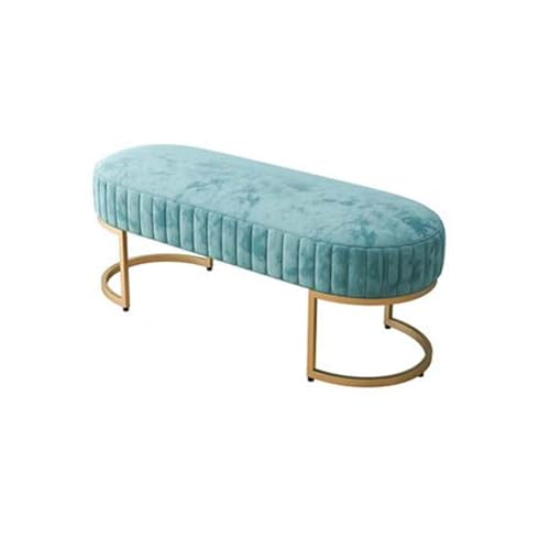 Liegensofa Elegante Samt Eingang Couch, Polstersofa getuftet Schlafzimmerende aus Bettsofa Hocker mit goldenen Beinen, für Wohnzimmer Foyer Schlafzimmer Sofa(Blue,100*40*45cm) von ZKALQECNF
