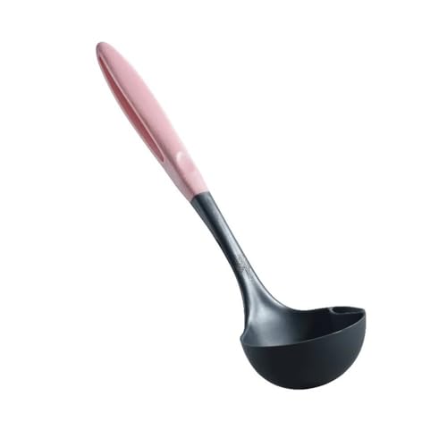 Schöpfkelle 2 in 1 Filteröllöffel Langstiel Ramen Suppenkelle Lebensmittelabschäumer Sieb Hot Pot Esslöffel Porridge Scoop Küchentrenner Schöpflöffel(Pink) von ZKALQECNF